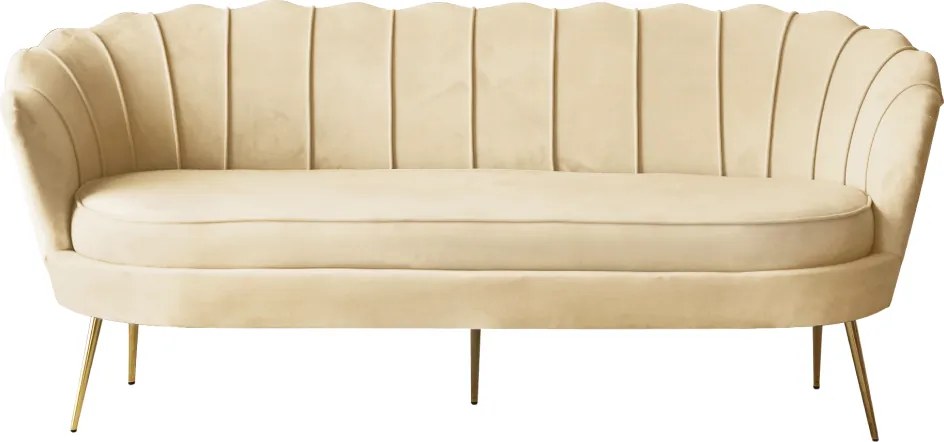 Luxus kanapé, 3 személyes, bézs Velvet szövet/arany, Art-deco, NOBLEO TYP 2