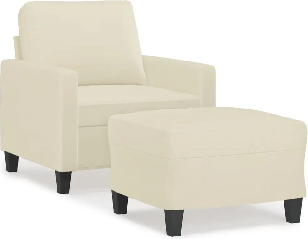 vidaXL krémszínű műbőr kanapéfotel lábtartóval 60 cm