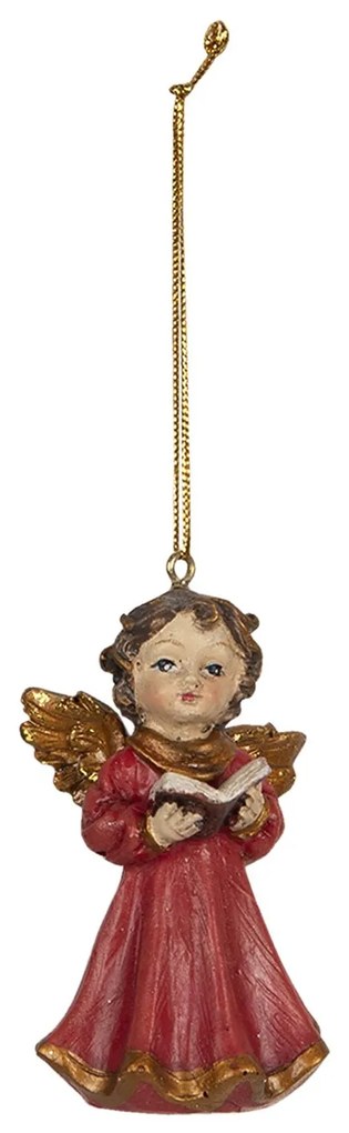 Piros ruhás angyal függő karácsonyfadísz