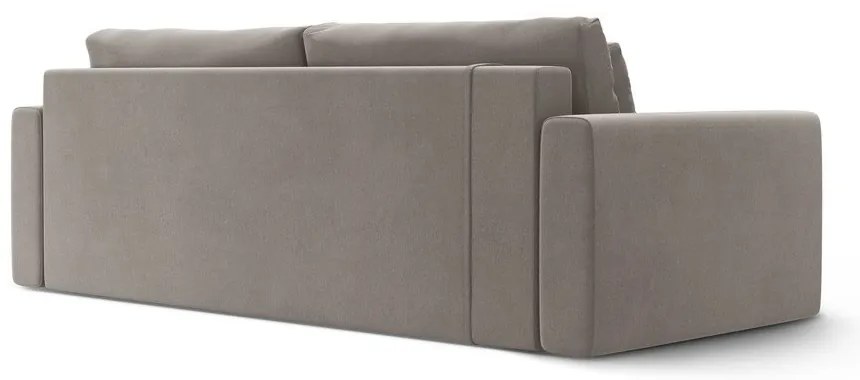 Világosszürke bársony kinyitható tárolóhelyes kanapé 238 cm Belfast – Cosmopolitan Design