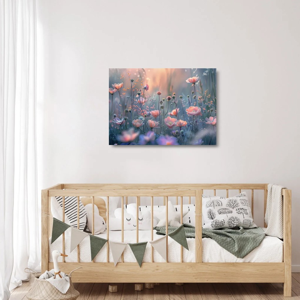 Üveg kép - Virágok pasztell színekben (70x50 cm)