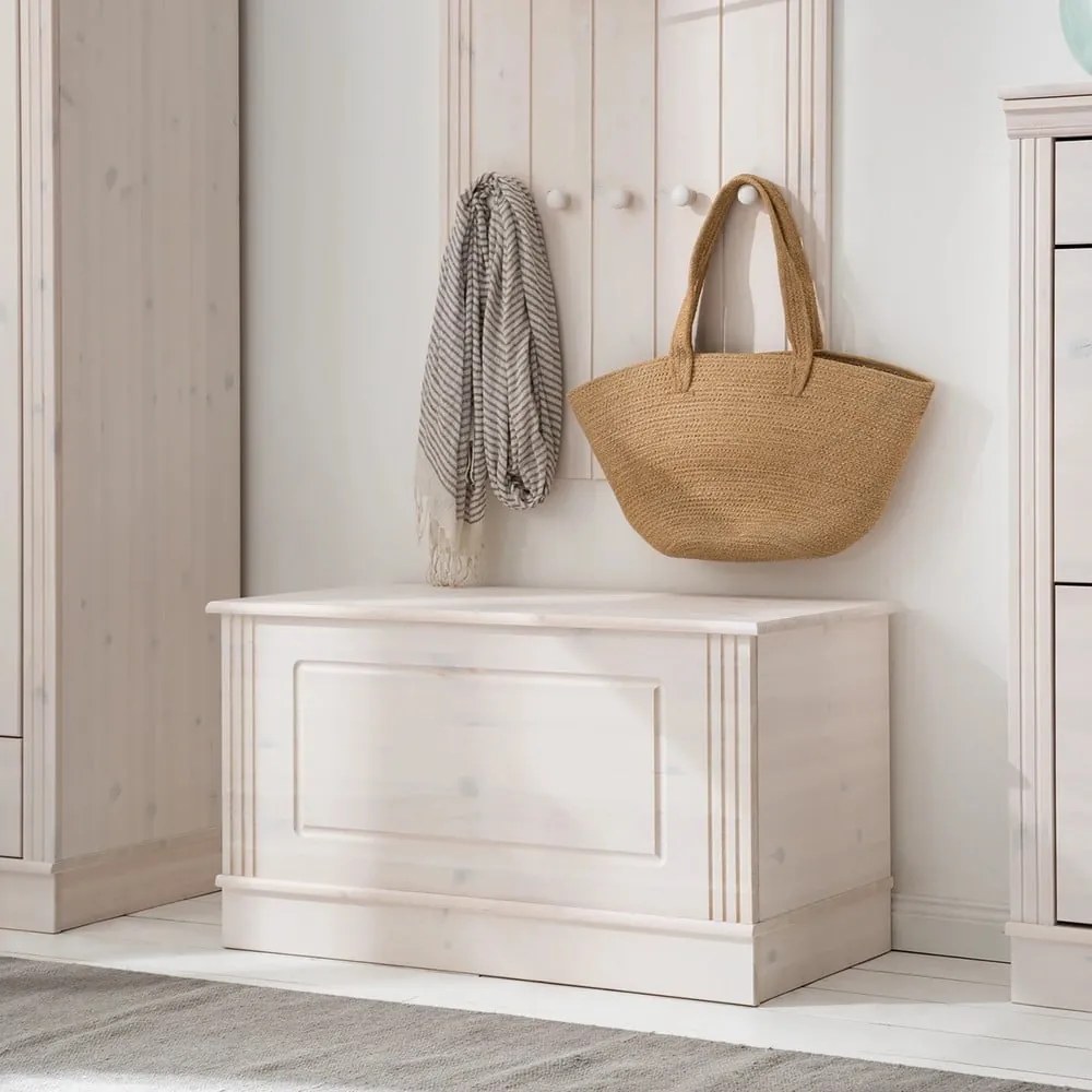 Fehér borovi fenyő tárolóláda 80x45 cm Anita – Støraa