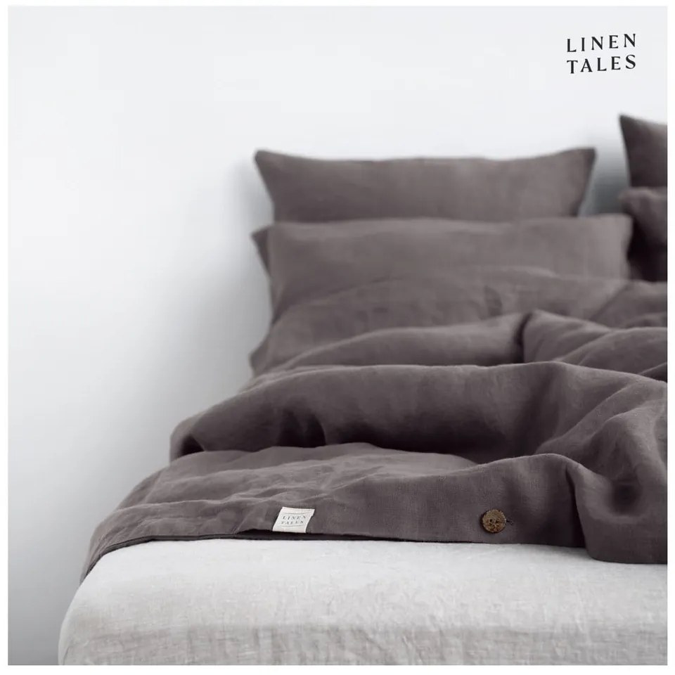 Sötétszürke kétszemélyes len ágyneműhuzat 200x200 cm – Linen Tales