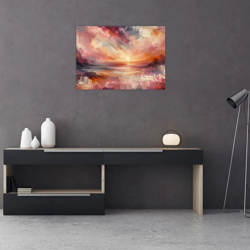 Üveg kép - Festett alkonyat (70x50 cm)