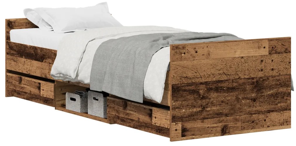 Ágykeret Mattress Nélkül Régi Fa 75x190 cm Mérnöki Fa