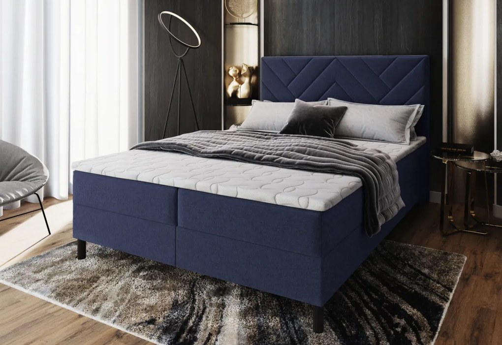 ROKOS kárpitozott boxspring ágy + topper, 180x200, monolith 37