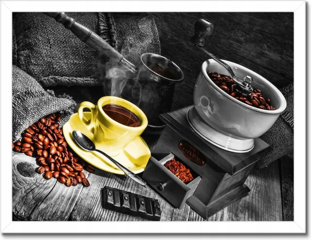 Poszterek keretben 40x30 Sárga kávéscsésze