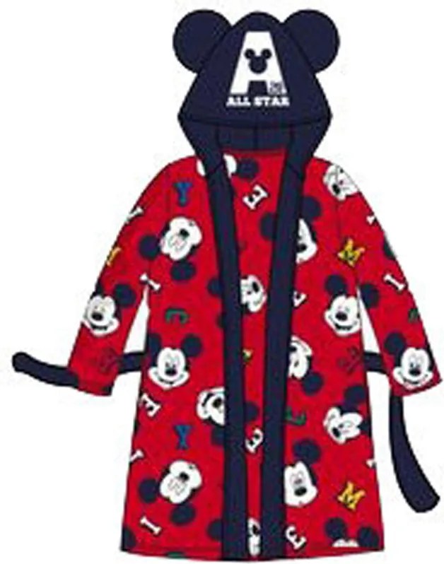 Disney Mickey All Star Red gyerek köntös 3 - 8 év / 98 - 128 cm