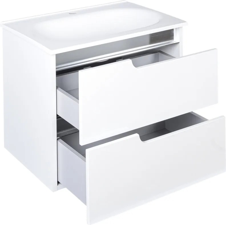 Piramida EURIDIKA fali fürdőszobabútor - műmárvány mosdóval -2 fiókos - 65 x 48 x 53 cm