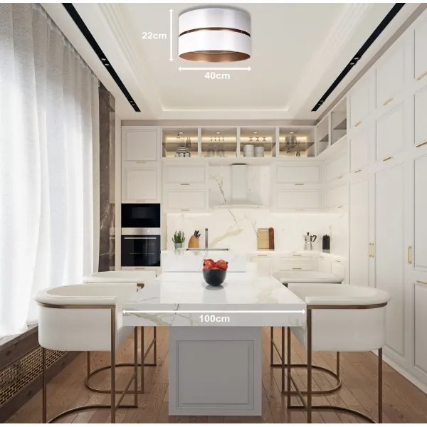 Duolla - Mennyezeti lámpa DUO 1xE27/15W/230V átm. 40 cm fehér/arany