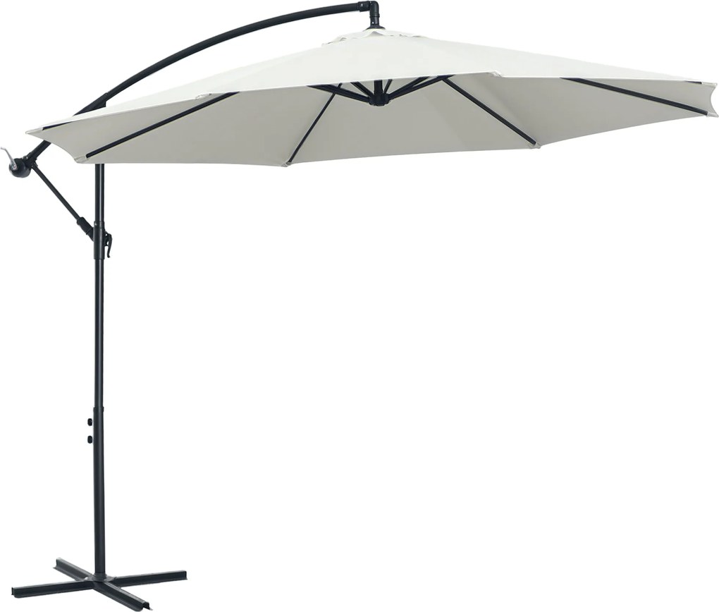Outsunny Káprázatos Napernyő Ø300 cm, állítható árnyékolás UV védelemmel, Kerek napernyő állvánnyal, piaci napernyő, teraszi napernyő árnyékolás erkél