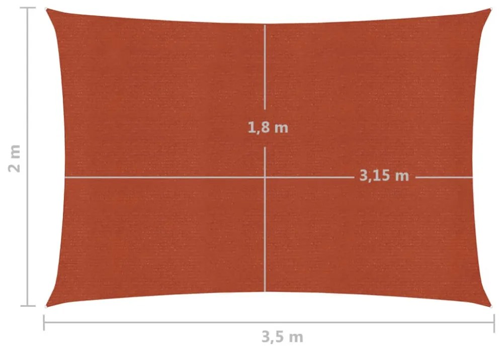 terrakotta HDPE napvitorla 160 g/m² 2 x 3,5 m