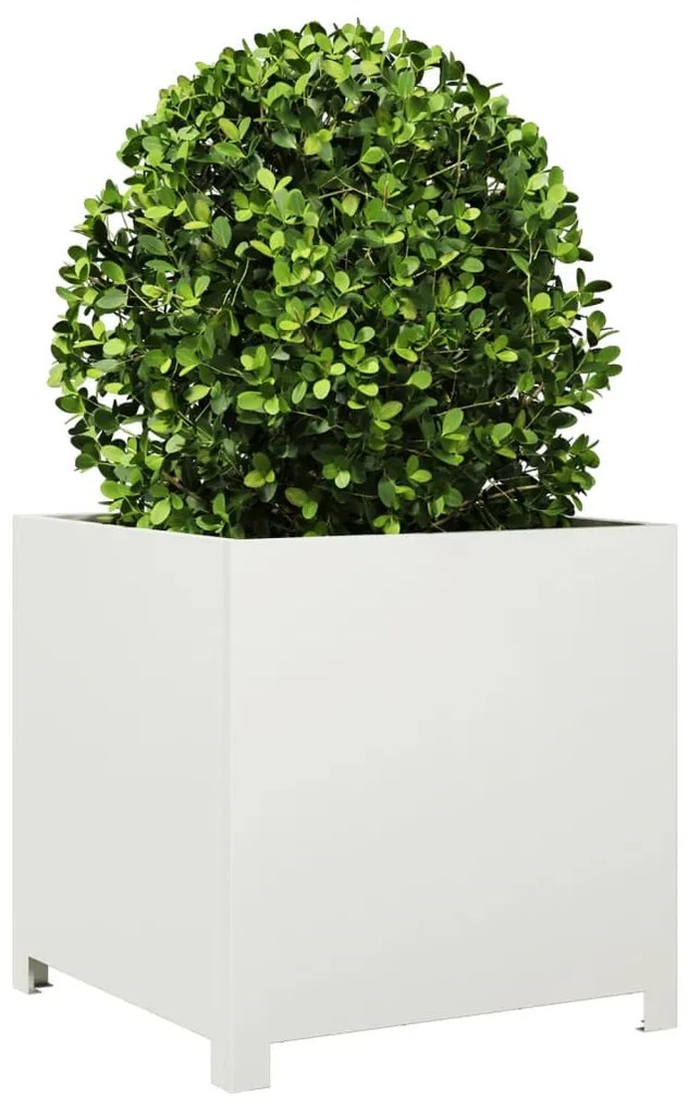 fehér acél kerti virágtartó 50 x 50 x 50 cm