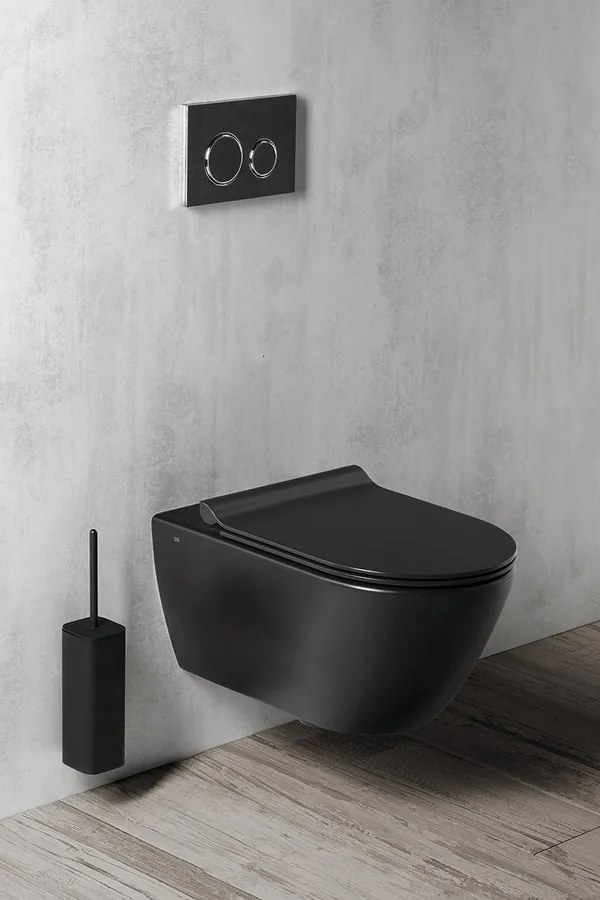 GSI, PURA fali WC csésze, Swirlflush, 55x36 cm, fekete dupla matt, 881526