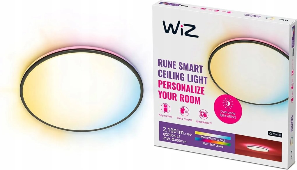 Plafon Led Mennyezeti Lámpa Falra szerelhető 21W Fehér Rgb Fekete Smart WiFi WiZ