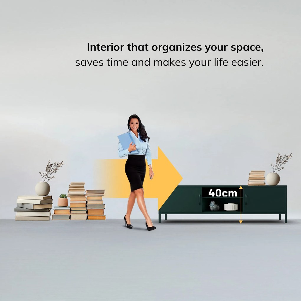 XL ROSARIA TV SZEKRÉNY – PALACKZÖLD (1700 x 400 x 500)