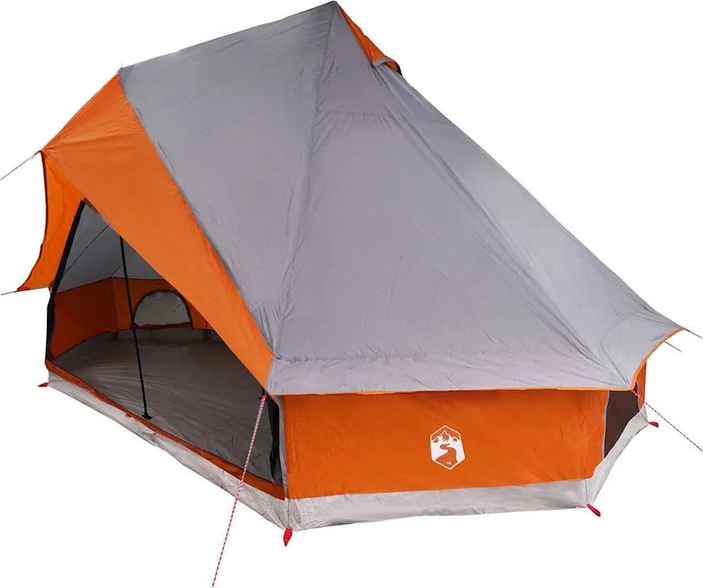 vidaXL Családi Tipi sátor Tipi Szürke és narancs 400 x 346 x 250 cm