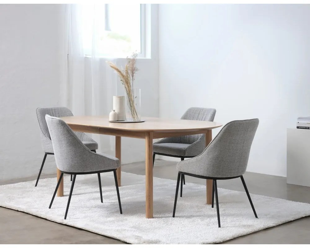 Natúr színű bővíthető étkezőasztal tölgyfa dekoros asztallappal 100x190 cm Gallina – Unique Furniture