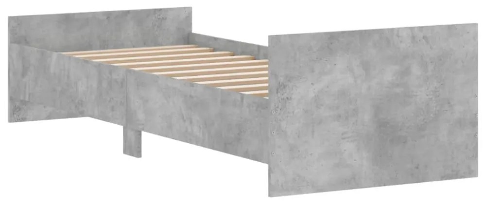 betonszürke egyszemélyes fa ágykeret 75 x 190 cm