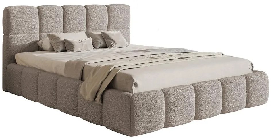 Franciaágy 140 cm Cirsten 140B (ágyráccsal) (világosszürke). 1099526