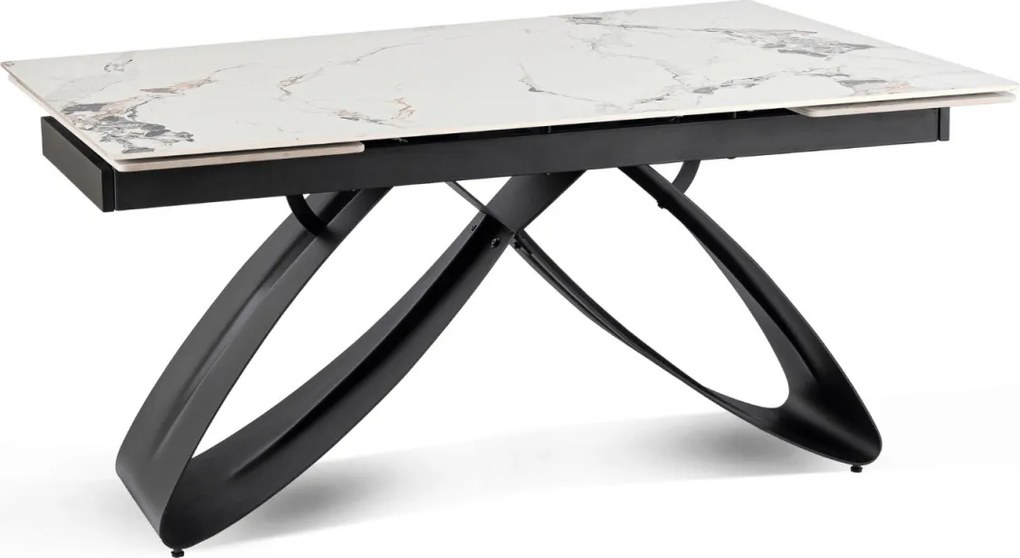 Luigi kerámia kihúzható asztal 160–240 cm, fehér márvány/fekete színben