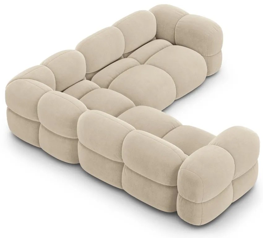 Bézs bársony sarokkanapé Loretto – Cosmopolitan Design