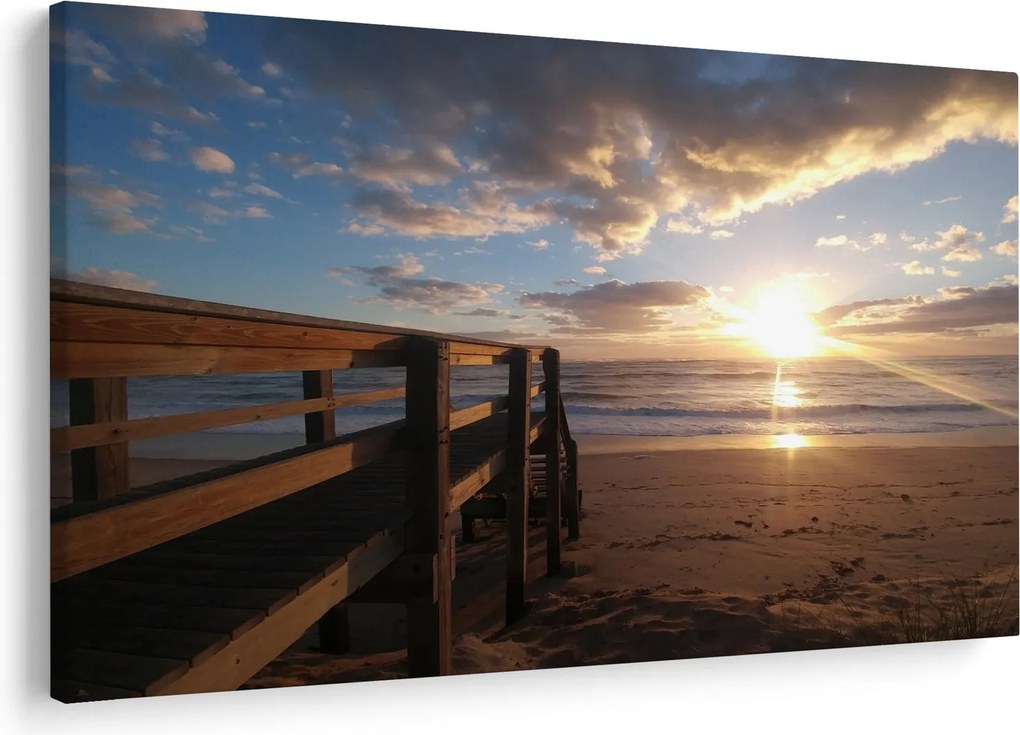 A móló, a strand és a tenger képe (90x60 cm)