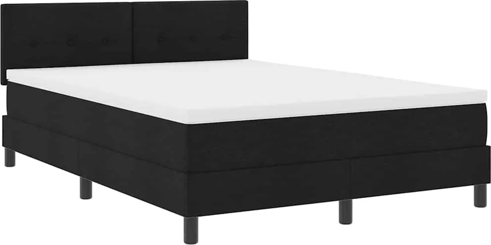 vidaXL Boxrugós ágy matracmal leddel Fekete 140 x 190 cm szövet