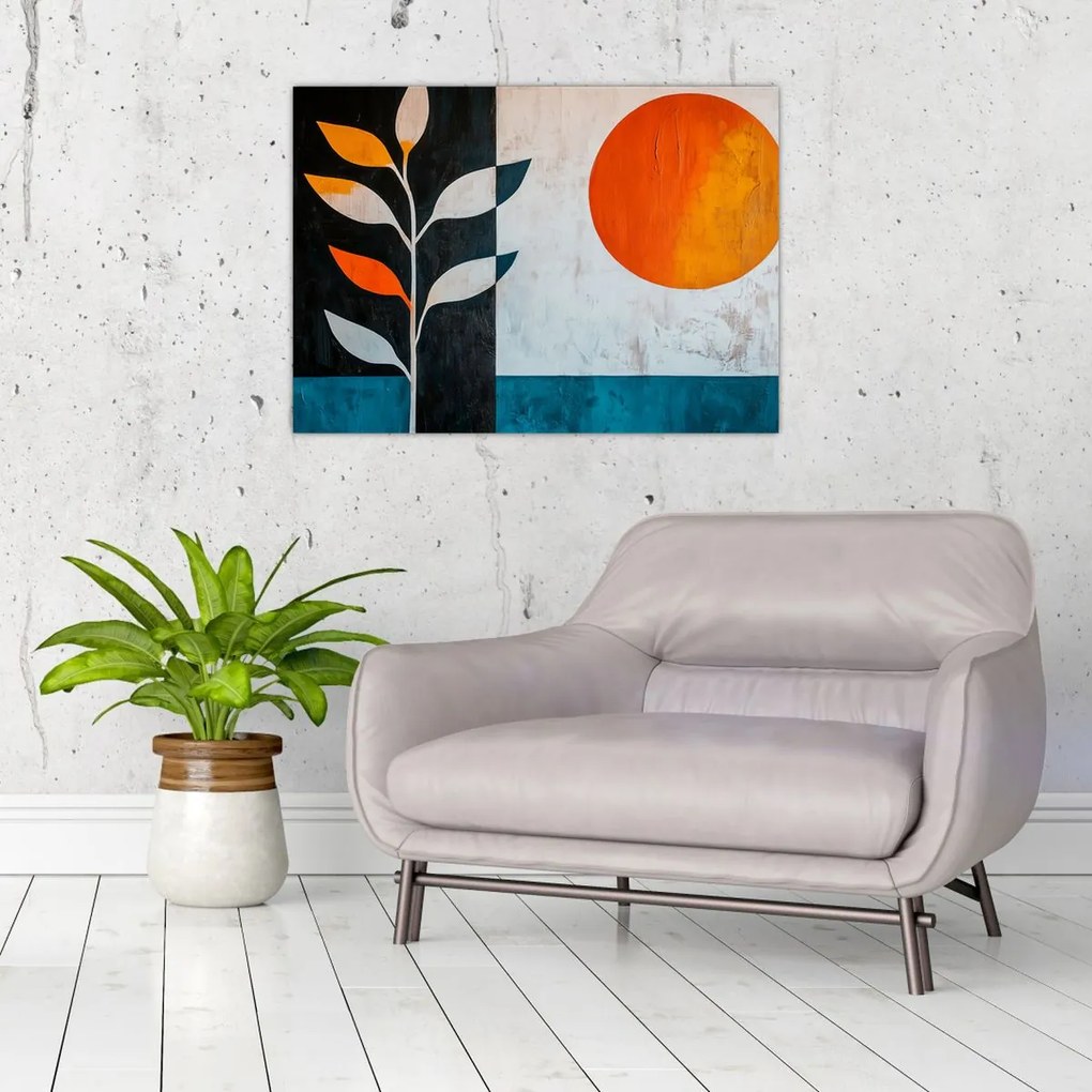 Üveg kép - Növény és nap absztrakciója (70x50 cm)