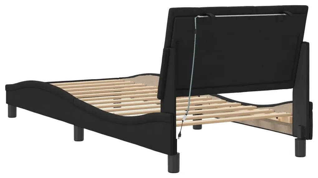 fekete bársony ágykeret LED-világítással 80 x 200 cm