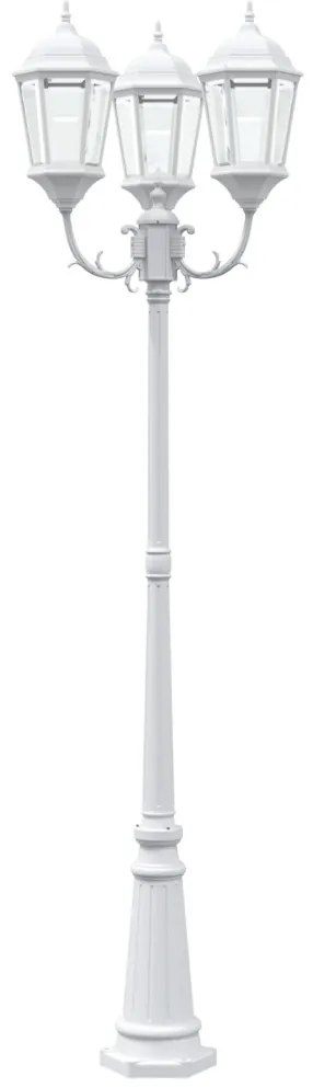 Kerti Lámpaoszlop 3-Lámpás E27 Fehér 235 cm Alumínium