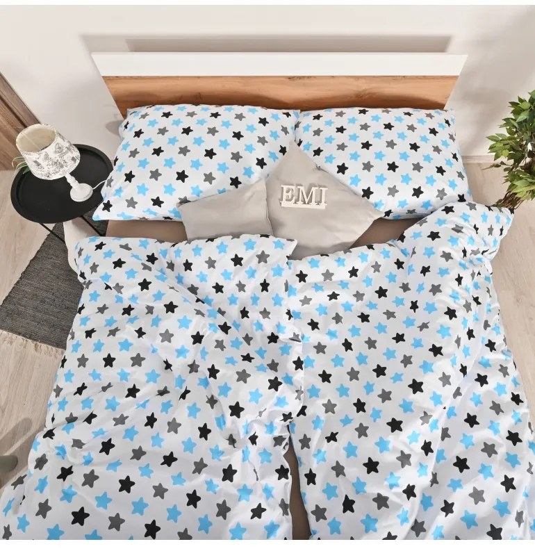 EMI Csillagok kék gyermek pamut ágyneműhuzat, A standard egyszemélyes ágy szett tartalma: 1x 140x200 + 1x 70x90