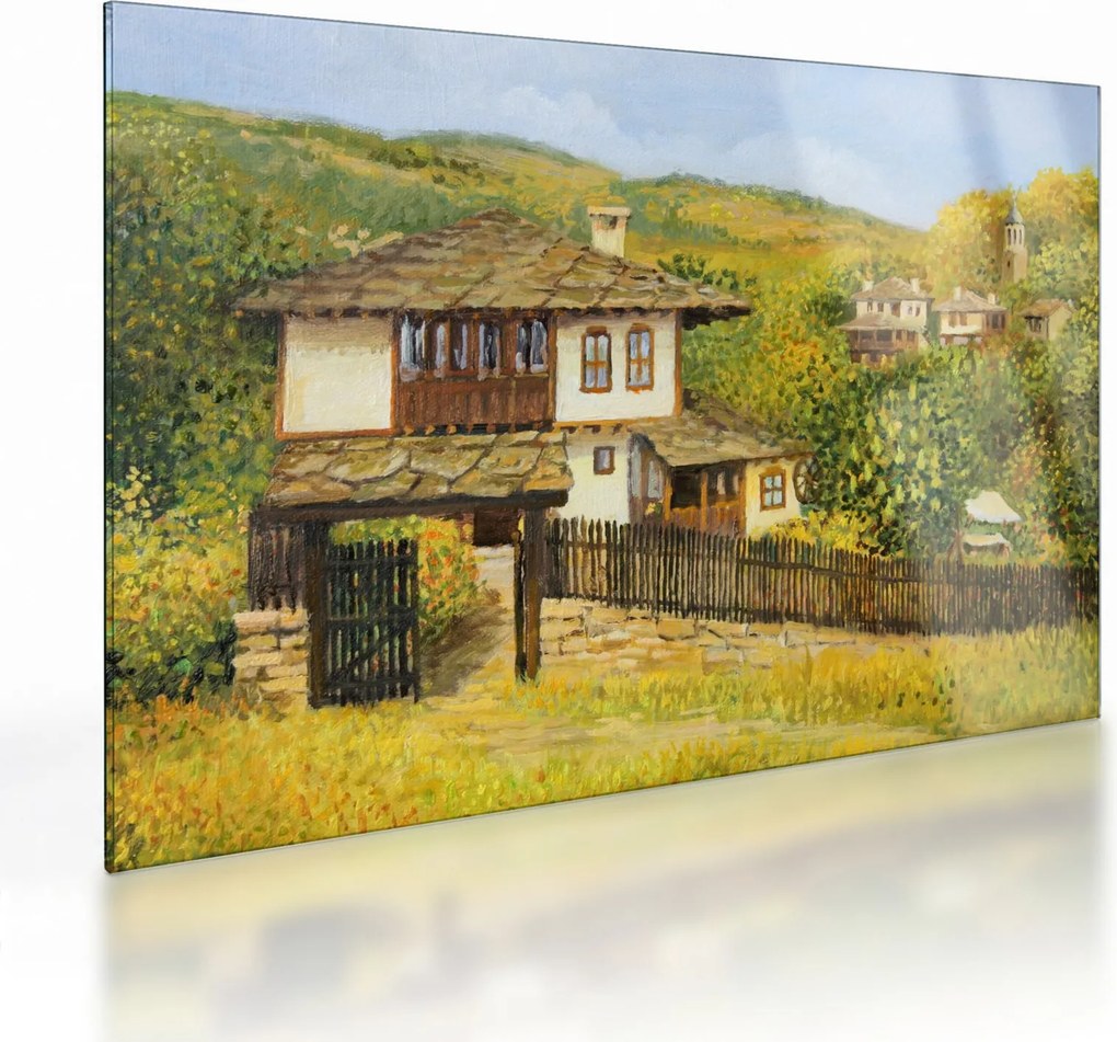 Üveg kép - Házak nyáron (70x50 cm)