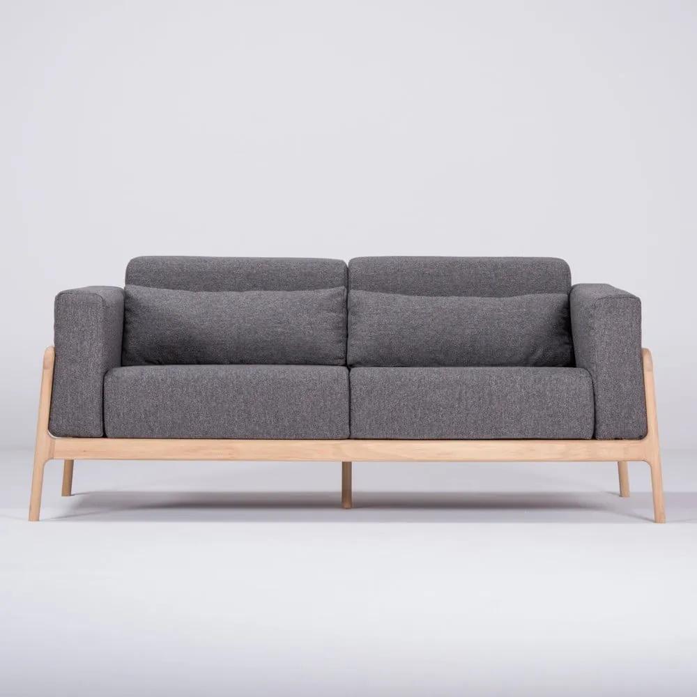 Fawn sötétszürke kanapé tölgyfából, 180 cm - Gazzda