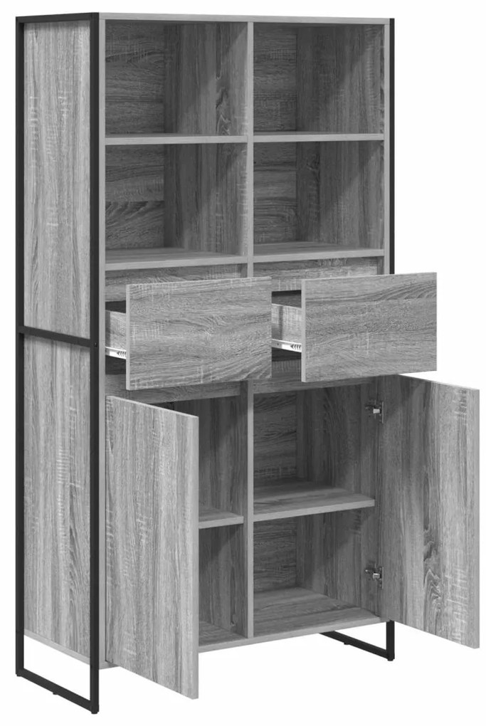 Széf fiókkal 2 pcs Szürke Sonoma 81 x 36 x 150.5 cm Faanyag