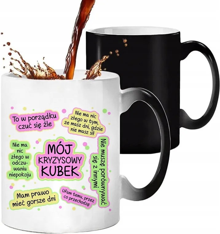 Mágikus Bögre 330ml Fekete Ajándék Válságos Bögre Érdekes Minták Mix