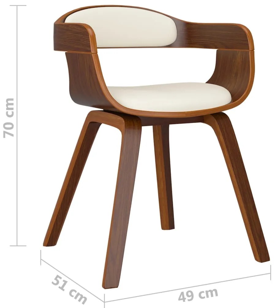 vidaXL 6 db krémszínű műbőr és hajlított fa étkezőszék