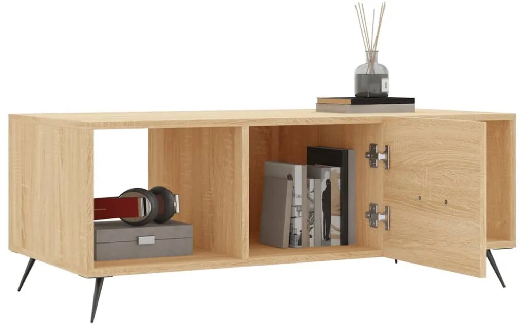 Sonoma tölgy színű szerelt fa dohányzóasztal 102 x 50 x 40 cm