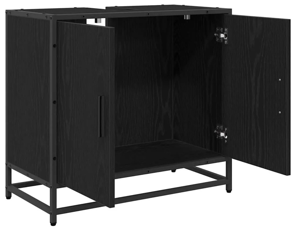 Fürdőszobai mosdószekrény Fekete tölgy 65 x 33 x 60 cm Faanyag