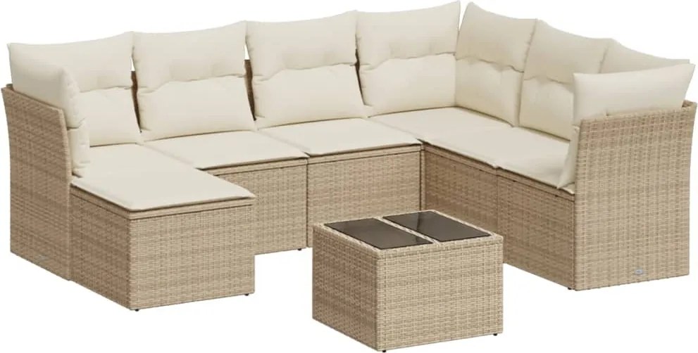 vidaXL 8 részes bézs polyrattan kerti ülőgarnitúra párnával