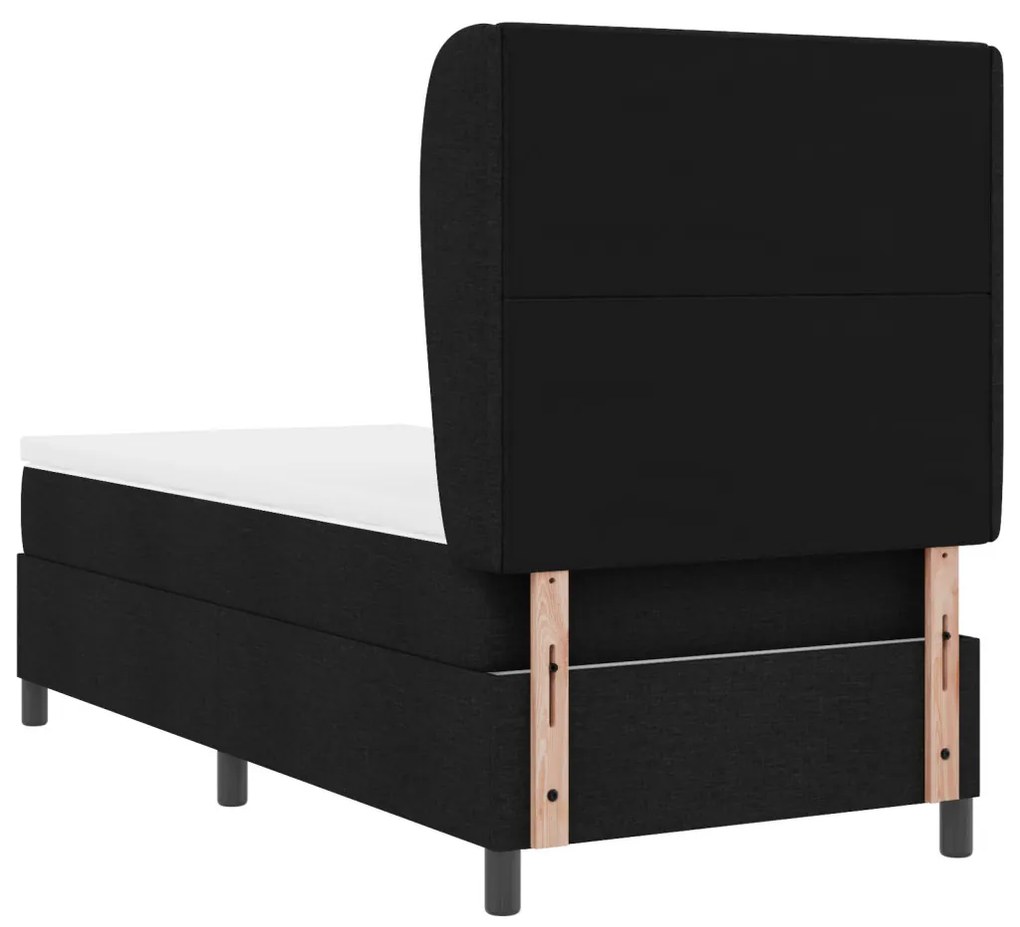 Boxspring Ágy Mattal Fekete 100x200 cm Szövet