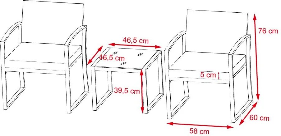Avenberg BELFORD 3-részes kerti bútor szett - barna/bézs