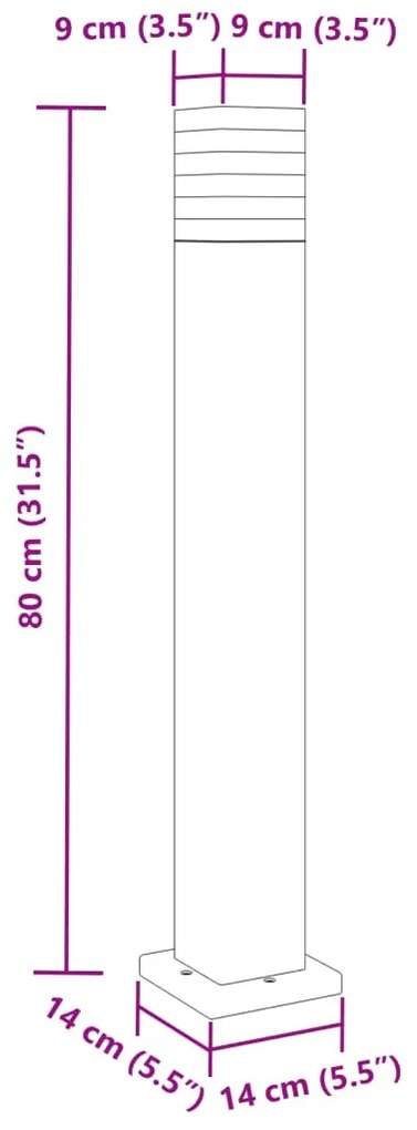 3 db fekete alumínium kültéri állólámpa 80 cm