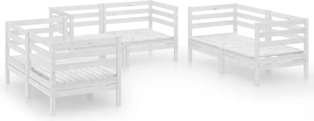 vidaXL 6 részes fehér tömör fenyőfa kerti bútorgarnitúra