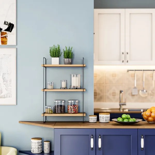 Fali polc PULALIS 66x40 cm barna/fekete