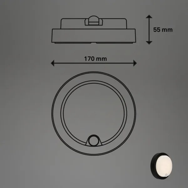 Brilo - LED újratölthető kültéri fali lámpa érzékelővel LED/4W/5V 4400 mAh IP44 fekete