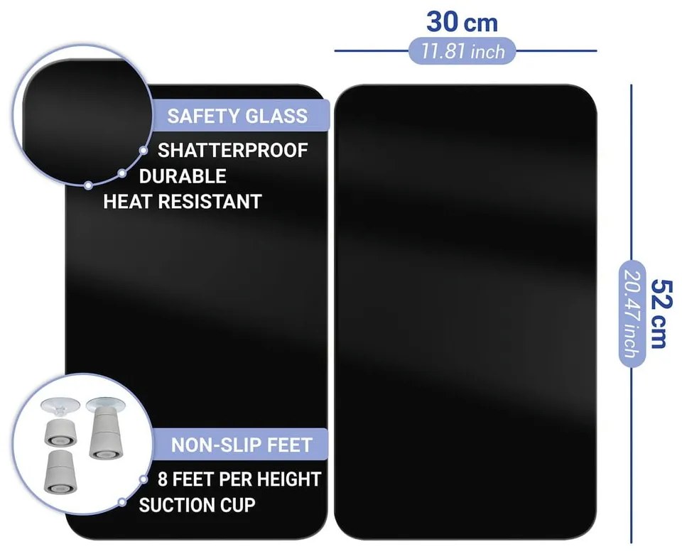 Edzett üveg tűzhely fedőlap szett 2 db-os 30x52 cm Universal – Wenko