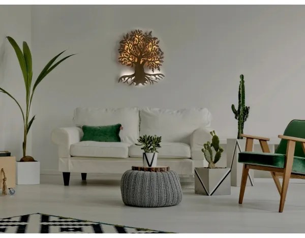 Li-Go 23673/DUB2 - LED fali dekoráció LED/10W/5V 20000 mAh 45x55 cm tölgy + távirányító