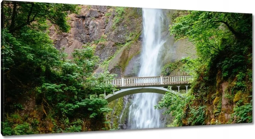 Vászonkép 115x55 Trópusi vízesés Hegyek