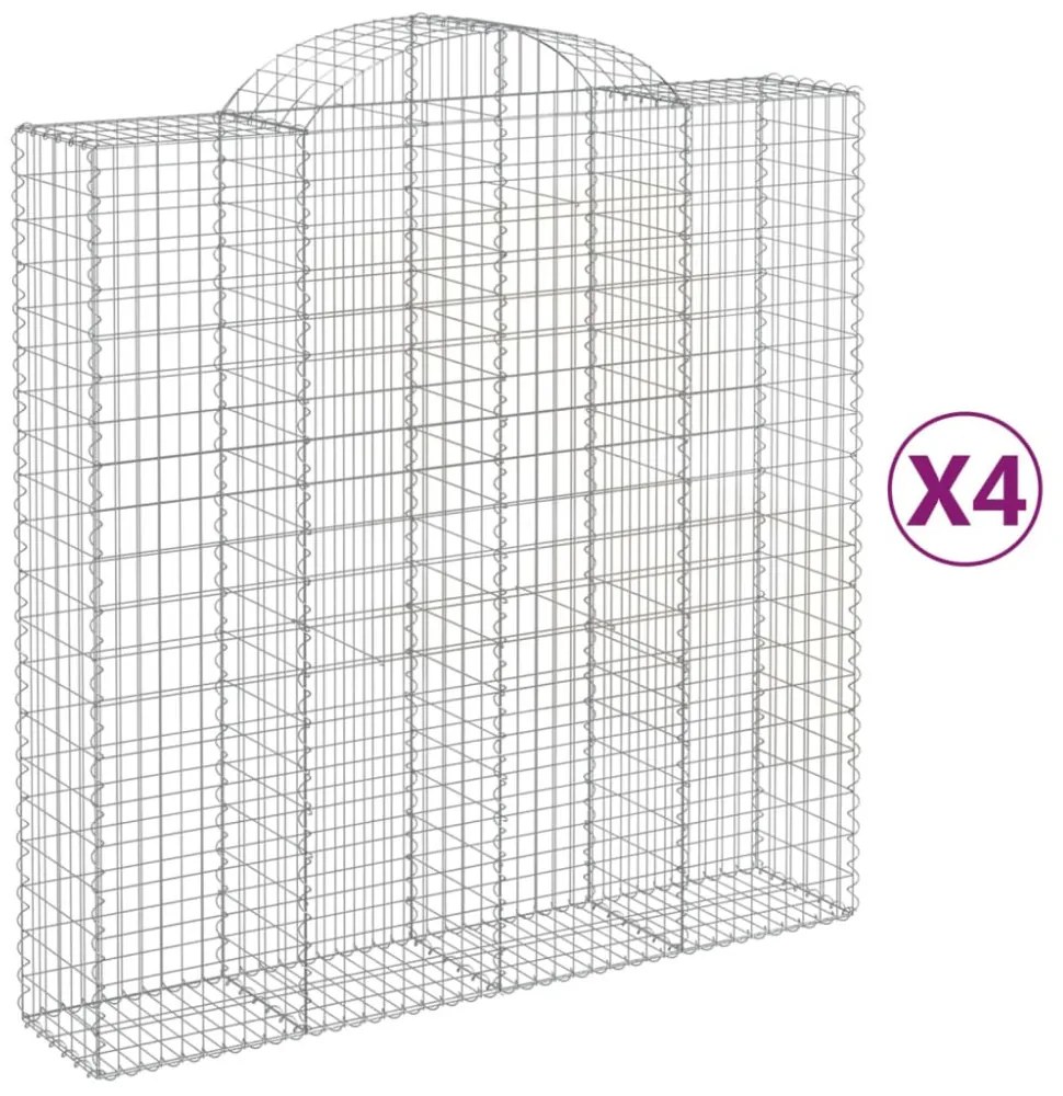 vidaXL 4 db íves horganyzott vas gabion kosár 200x50x200/220 cm